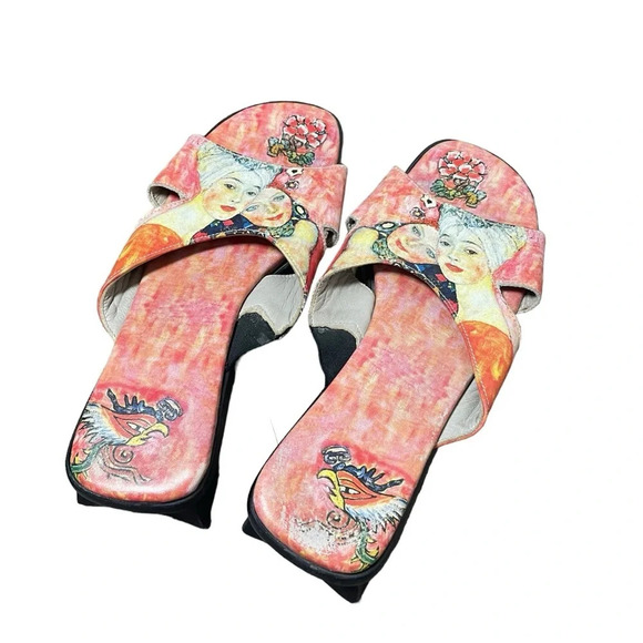 VINTAGE Jeon Women’s Japanese Wearable Art Heeled Sandals Size 6.5 - Picture 8 of 13